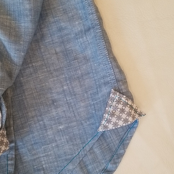 Ted Baker London Men's Roll Tab Sleeve Blue Shirt - Picture 5 of 10